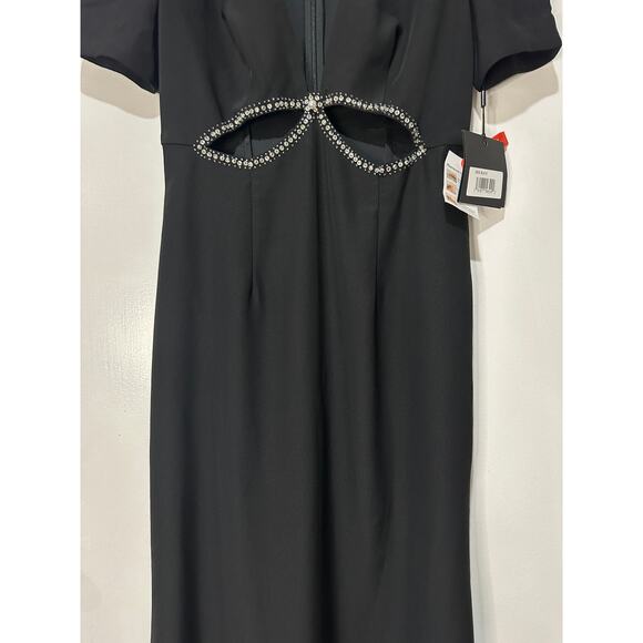 Ieena for Mac Duggal Rhinestone Cutout Sheath Gown Black #2630 Size 6 NWT - Picture 7 of 16